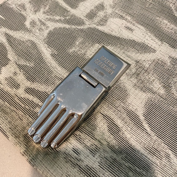 Opening Ceremony large clutch in gray tones with silver hand clasp barely used - Picture 2 of 9